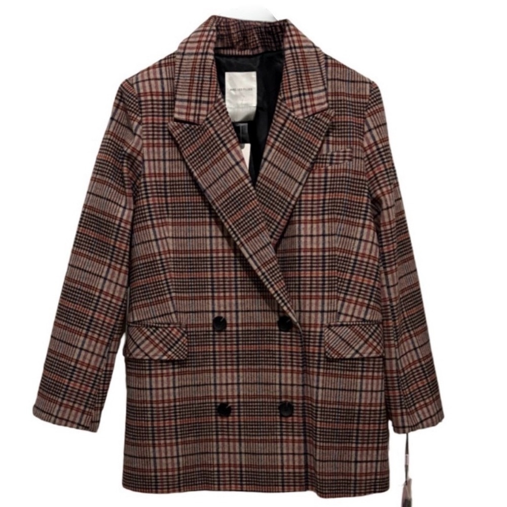 🍒NWT🍒 Avec Les Filles Oversized Double Breasted Plaid Blazer, Size Medium - Picture 4 of 10